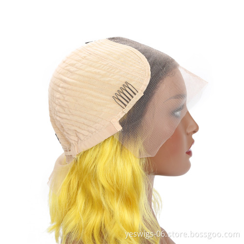 1b/Neon Body Wave Wig Vendors Virgin Peruvian Human Hair Ombre Color Bob Transparent HD Lace Frontal 13x4 Short 10 Inch Bob Wig